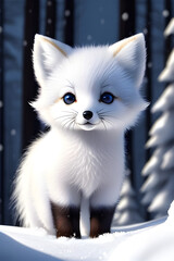 Obraz premium Generative AI Illustration of a cute artic fox
