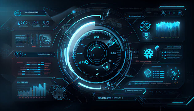 Technology, innovation and infograph concept, Eart hud, futuristic,  electronic circuit board with components Ai generated image 