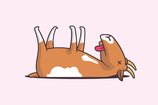 Fainting goat funny vector cartoon illustration