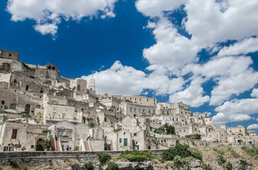 Fototapeta na wymiar Panorama of Matera Basilicata in beautiful clouds
