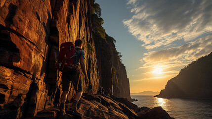 Rock climbing, extreme sport background with adventure mood and tone collection of extreme sport motivation, outdoors activities  lifestyle concept