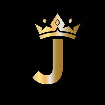 Letter J Crown Logo. Crown Logo on Letter J Vector Template for Beauty, Fashion, Star, Elegant, Luxury Sign