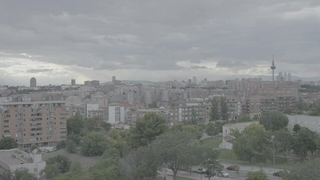 Madrid Skyline with clouds from Vallecas