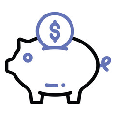 Piggy bank with dollar coin, trendy flat vector design of money savings