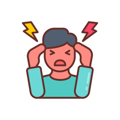 Headache icon in vector. Illustration