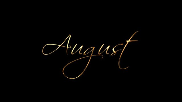 August - Gold Lettering Animation With Particles