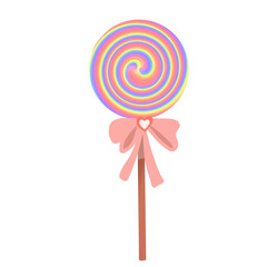 Rainbow Lollipop, candy, dessert sweet with pink bow