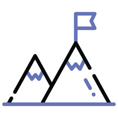 Flag on top of mountain, concept icon of mission in trendy style