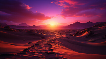 A mesmerizing sunset over the Sahara desert. Wallpaper concept. Generative AI.