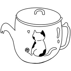 cartoon kettle with cute cat pattern