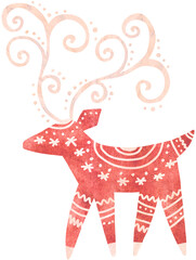 Christmas reindeer holiday decoration. Handdrawn pattern  illustration. Watercolor texture