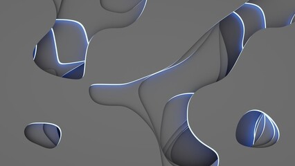 Flat gray 3d layers with orange glow - abstract modern background for presentations