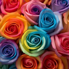 A Mesmerizing Array of Colorful Rose Blossoms in Full Bloom - AI generated