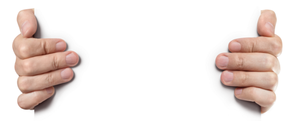 Hands holding something cut out