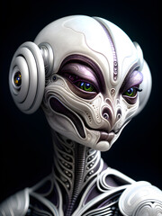 Generative AI Illustration of an adult humanoid female alien portrait