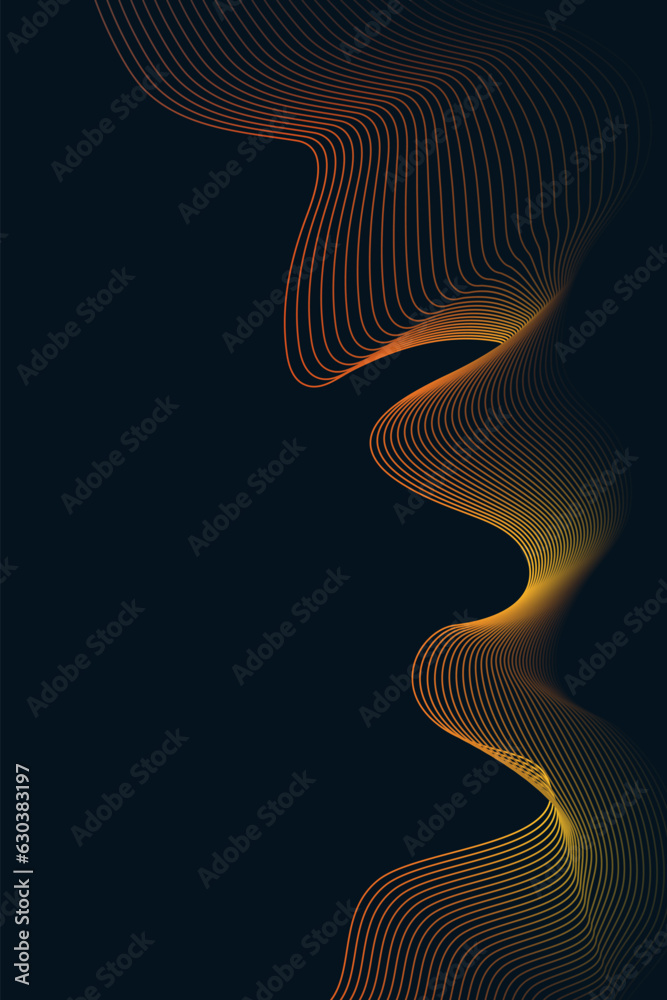 Wall mural linear abstract gradient waves. vector design banner poster.