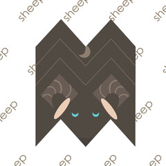 Animal silhouette, geometric illustration with a flat ram animal icon.