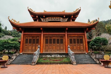 Buddhist temple complex at Yen Tu Mountain in northern Vietnam, Southeast Asia