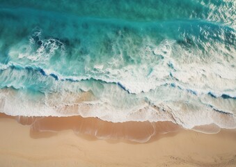 Coastal Paradise: An Aerial View of a Perfect Beach, with Crystal Clear Water and Graceful Waves. Generative Ai