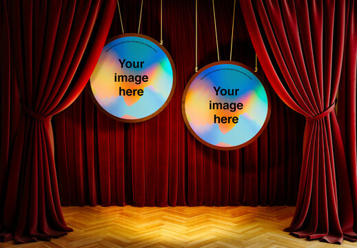 Theater Red Curtains Mockup 04