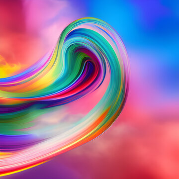 Futuristic abstract image background, colourful cloud smoke random line design