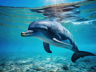 Obraz premium Dolphins in their Natural Habitat, Wildlife Photography, Generative AI