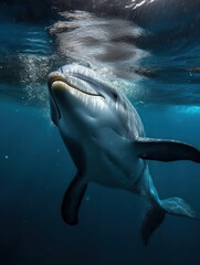 Naklejka premium Dolphins in their Natural Habitat, Wildlife Photography, Generative AI