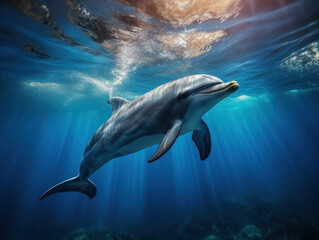 Obraz na płótnie Canvas Dolphins in their Natural Habitat, Wildlife Photography, Generative AI