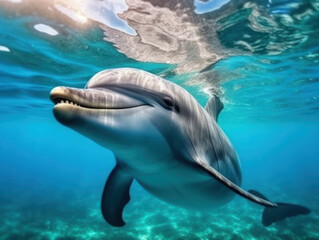 Obraz premium Dolphins in their Natural Habitat, Wildlife Photography, Generative AI