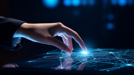 Person touching a hologram