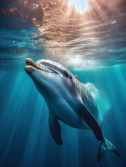Fototapeta premium Dolphins in their Natural Habitat, Wildlife Photography, Generative AI