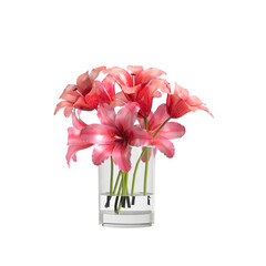 3d illustration of flower vase decor isolated on transparent background
