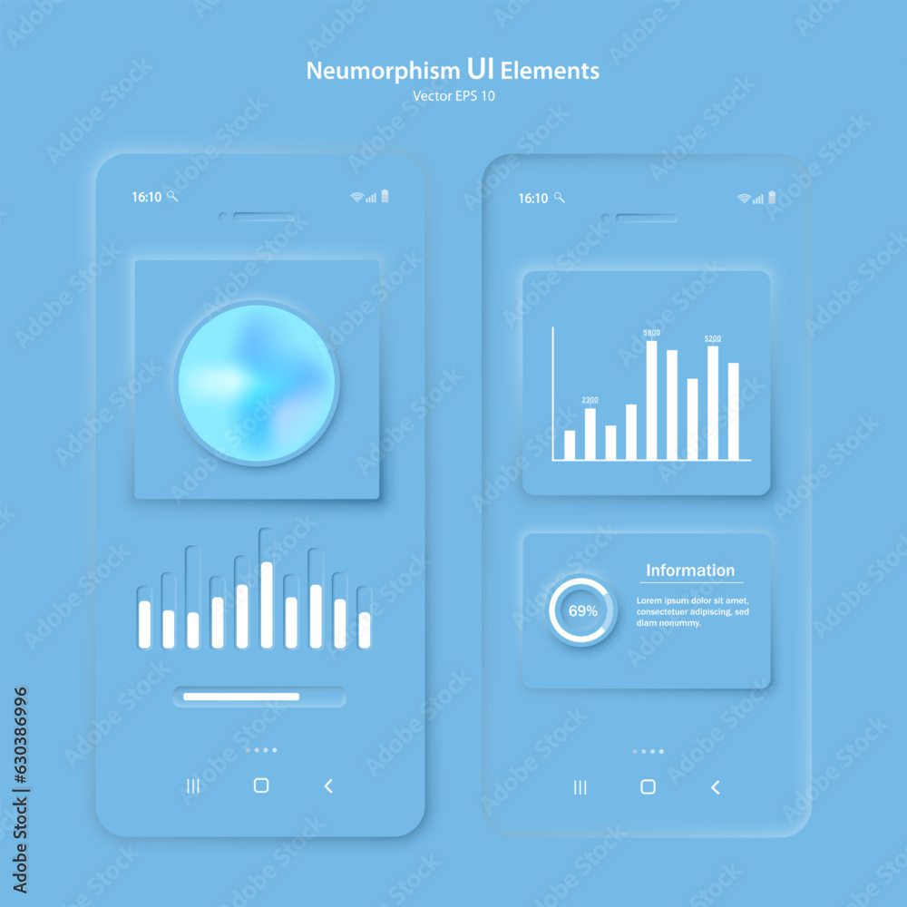 Poster the user interface elements for the mobile app are blue. a set of user interface icons for the inter