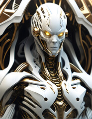 Generative AI Illustration of Alien humanoid cyborg