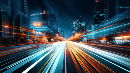 Night lights, street city, skyline     Generative AI © Nico Vincentini