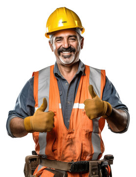 Construction Worker Thumbs Up Isolated on Transparent Background
