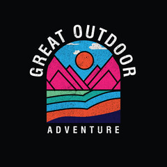 Great Outdoor Adventure typography minimal landscape t shirt print
