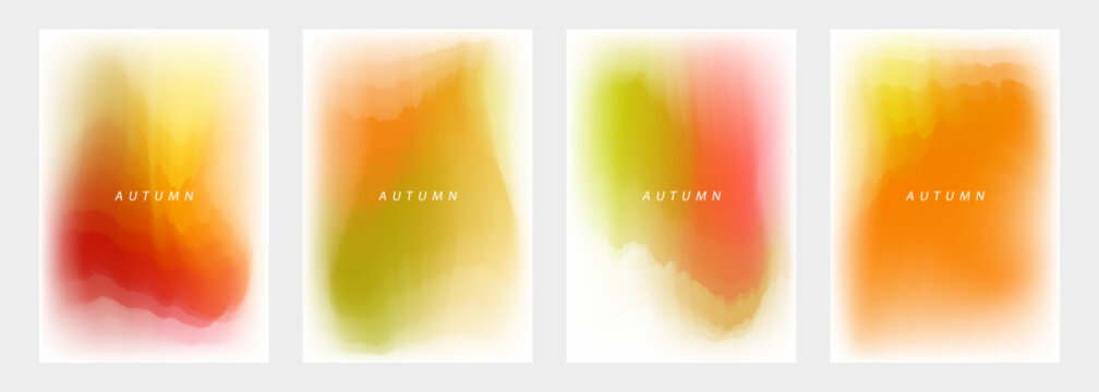 Autumn theme collection with color gradients. Fall season backgrounds for creative seasonal graphic design. Vector illustration.