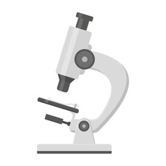 Vector illustration of microscope in flat style, laboratory equipment, logo, icon.