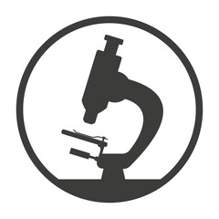 Microscope vector icon in circle, black color, icon, flat style