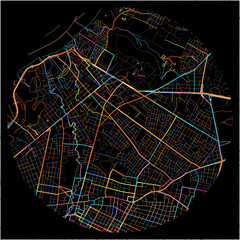 Colorful Map of Asuncion with all major and minor roads.