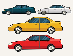 Se of SUV car vector art illustration