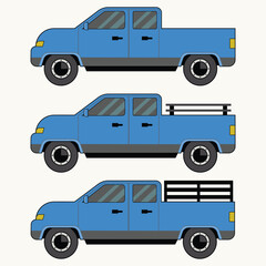 Set of Pickup lorry car truck vector art illustration 