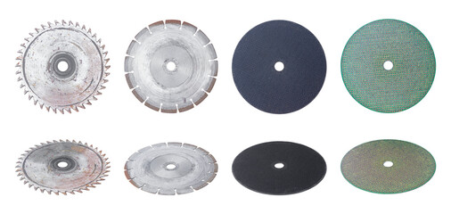 disks for grinder for different purposes, cutting discs isolated from the background