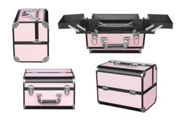 fold-out suitcase for cosmetics isolated from background	