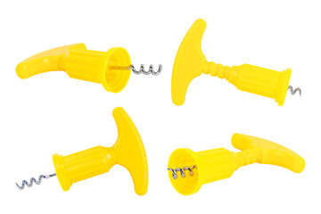 plastic corkscrew for opening a bottle of wine, isolated from the background	
