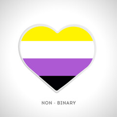 Heart with pride flag colors. Non binary flag