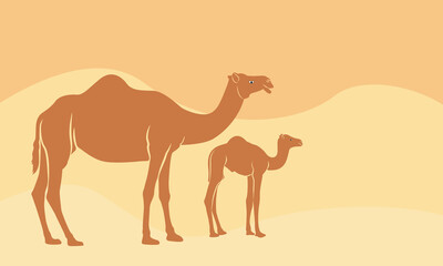 Fototapeta na wymiar camel silhouette, vector, isolated. Camel symbol of desert. Vector illustration