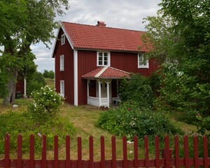 Traditional wooden house in Smaland, a region located in southern Sweden