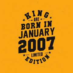 Obraz premium King are born in January 2007. King are born in January 2007 Retro Vintage Birthday